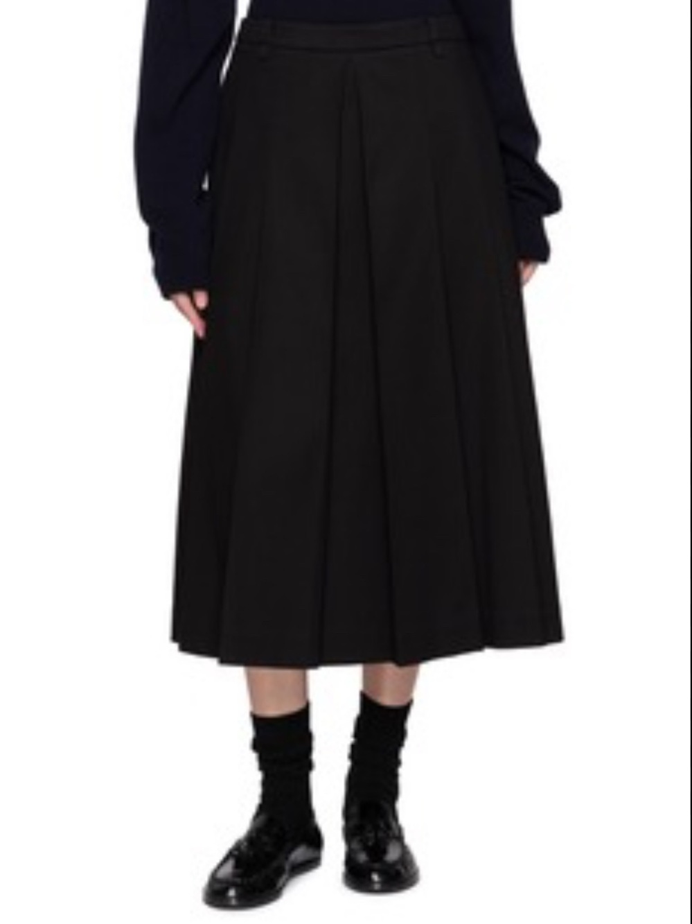 Vintage Black Pleated Midi Skirt